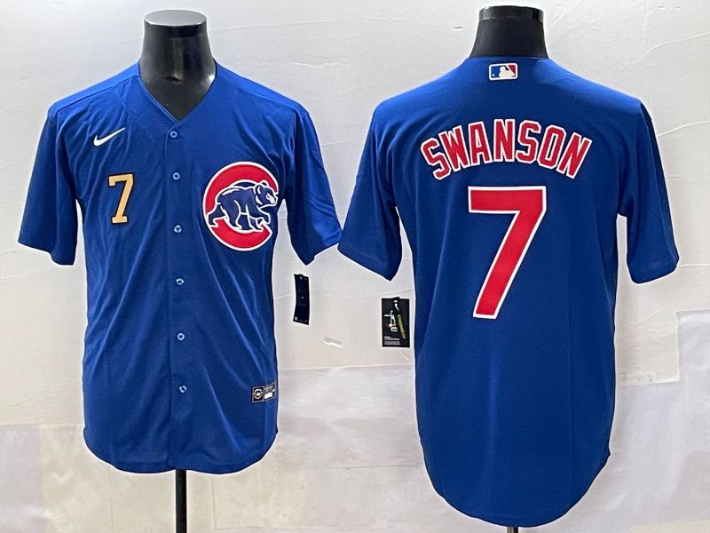 Men 2025 Chicago Cubs #7 Swanson Blue Game Nike MLB Jersey style 3